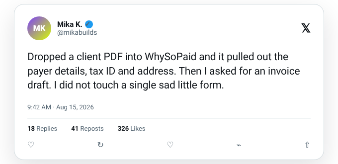 Placeholder comment about importing payer details from a PDF